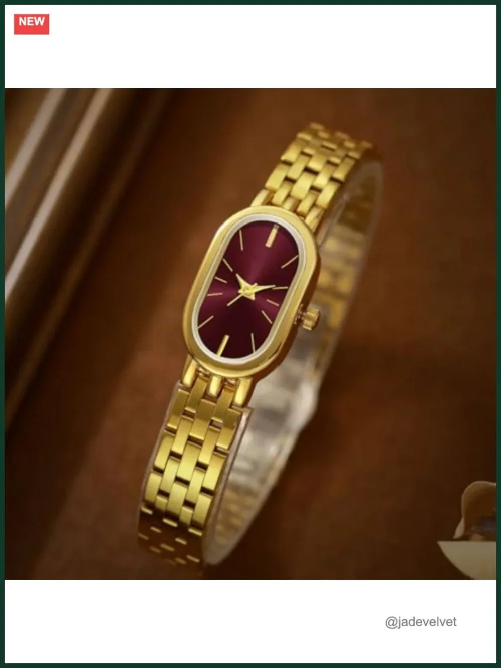 Vintage Oval Case Gold-Tone Women's Watch, Stainless Steel Bracelet,